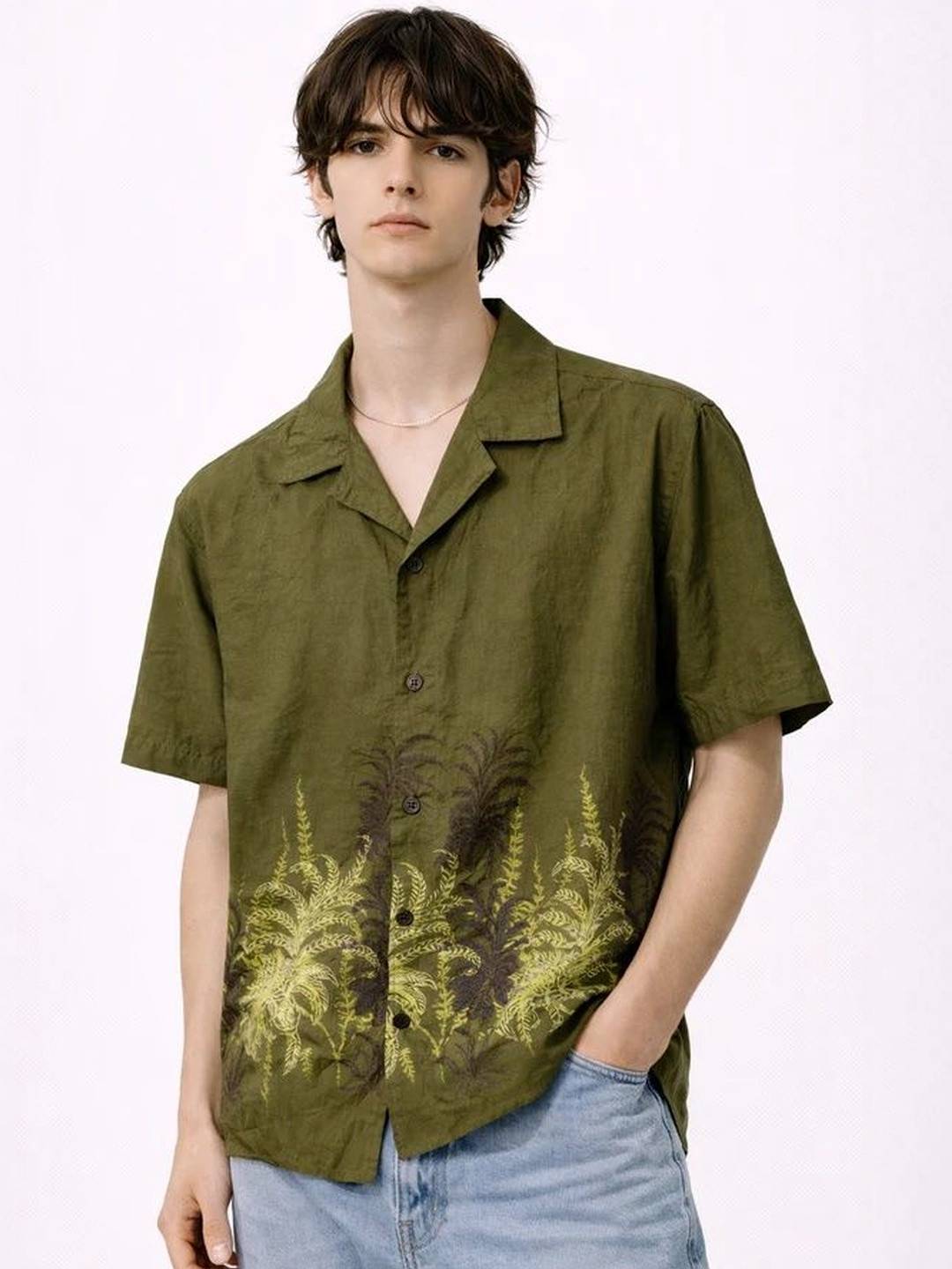 HERE&NOW Floral Printed Spread Collar Relaxed Fit Casual Shirt