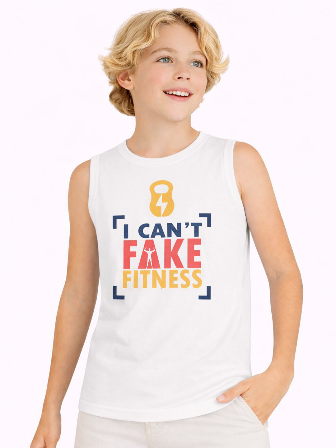 DYCA Boys Typography Printed Sleeveless Cotton T-shirt