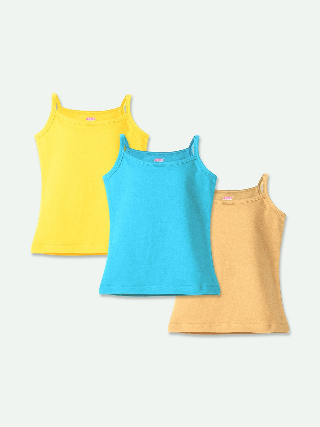 ariel Girls Pack of 3 Cotton Non Padded Camisoles