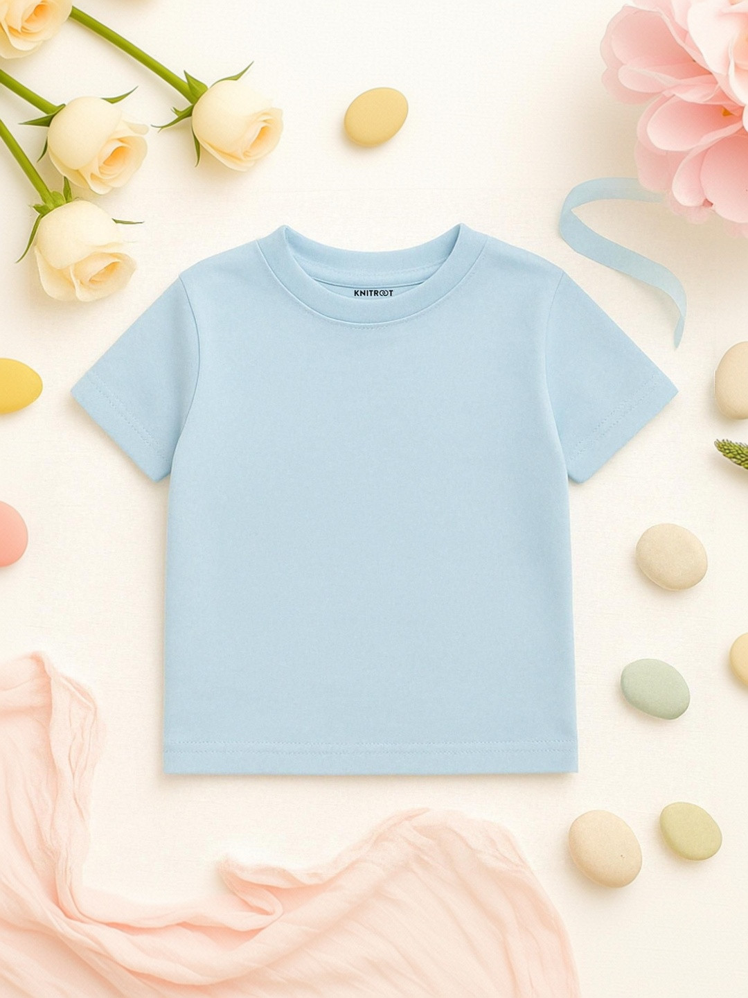KNITROOT Infants Blue Cotton T-Shirt