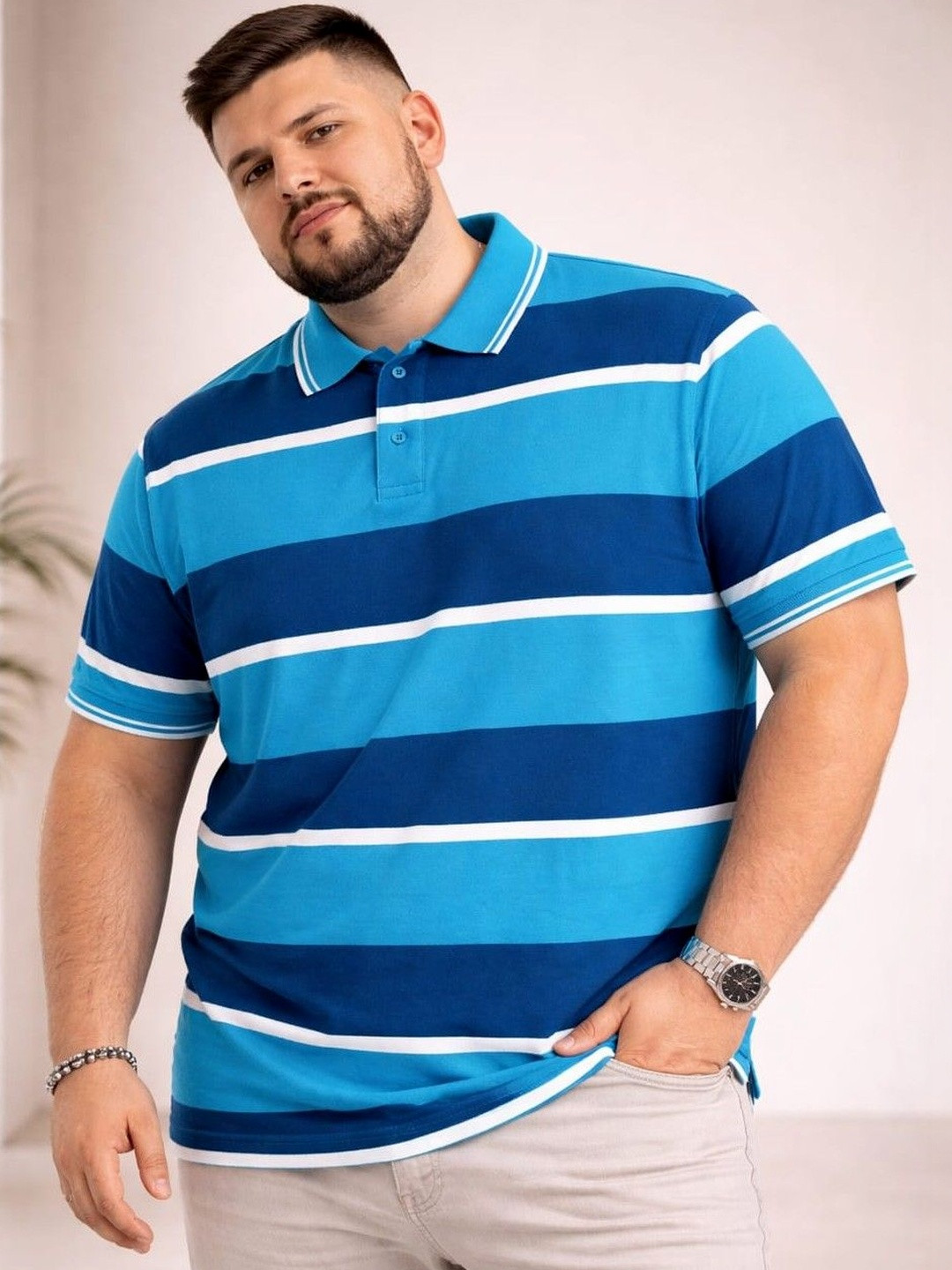 AUSTIVO Men Blue Colourblock Tshirts