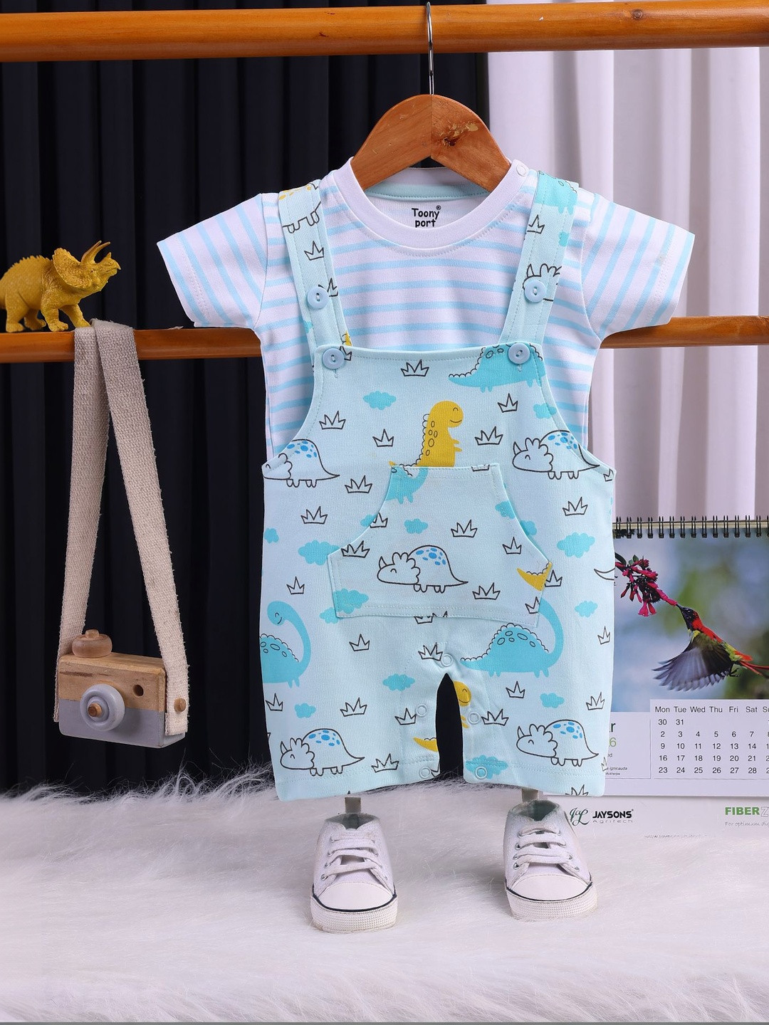 Toonyport Boys Humour and Comic Cotton Straight Leg Short Dungarees