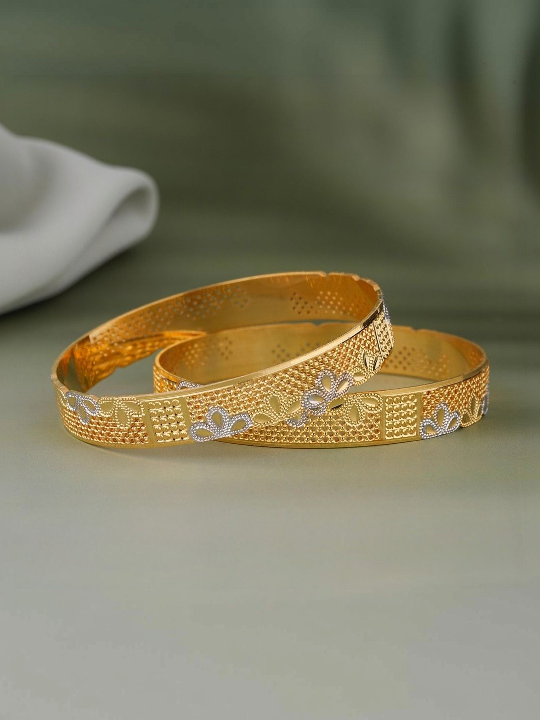 DIVASTRI Set of 2 Gold-Plated Temple Bangles
