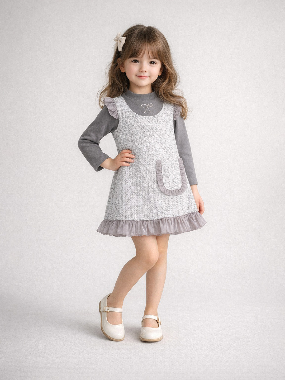 Thelittlebunny Line Partywear Embellished Knee Length A-Line Dress