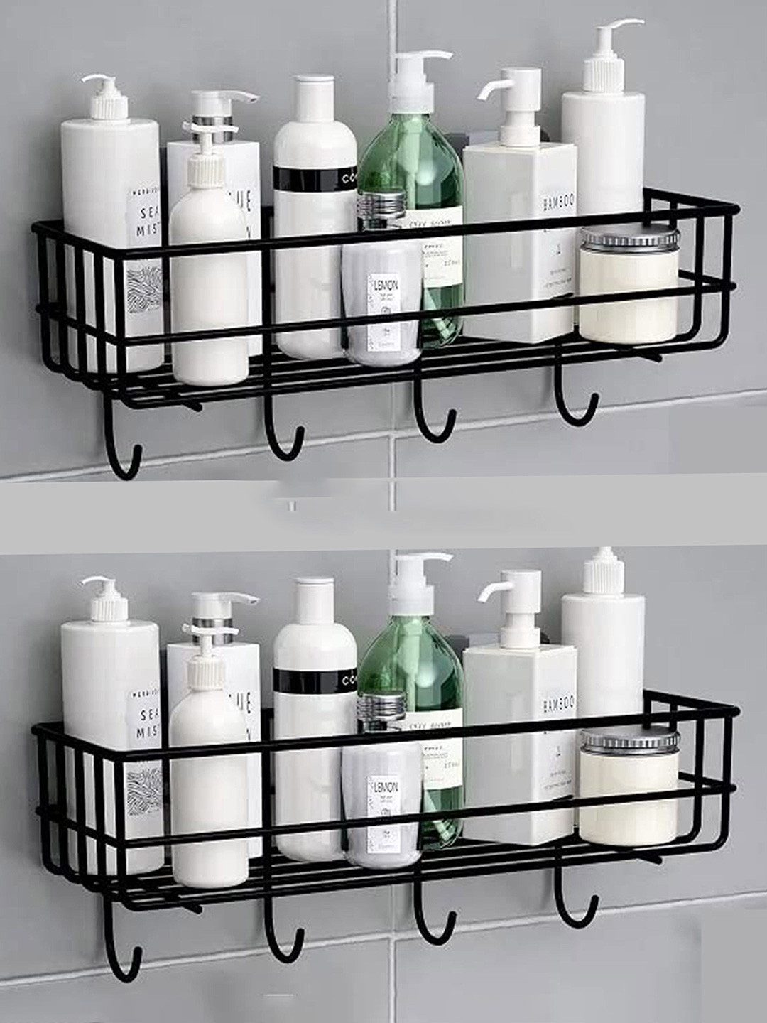DXDT 2 pieces Black Wall Mounted Space Saving Utility Holders Steel