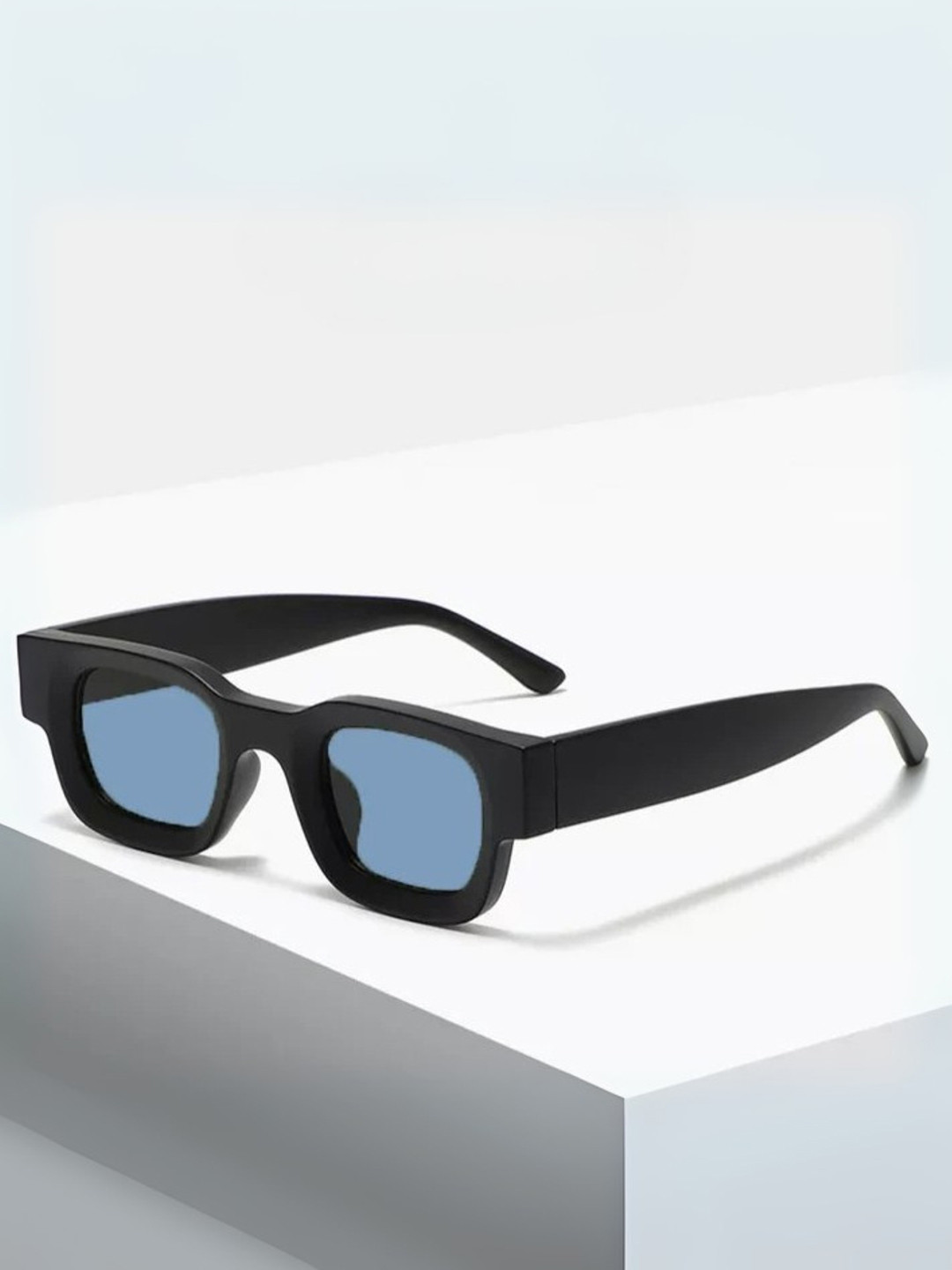 goglassic Men Square Sunglasses with UV Protected Lens Vintage V1-Black-Blue