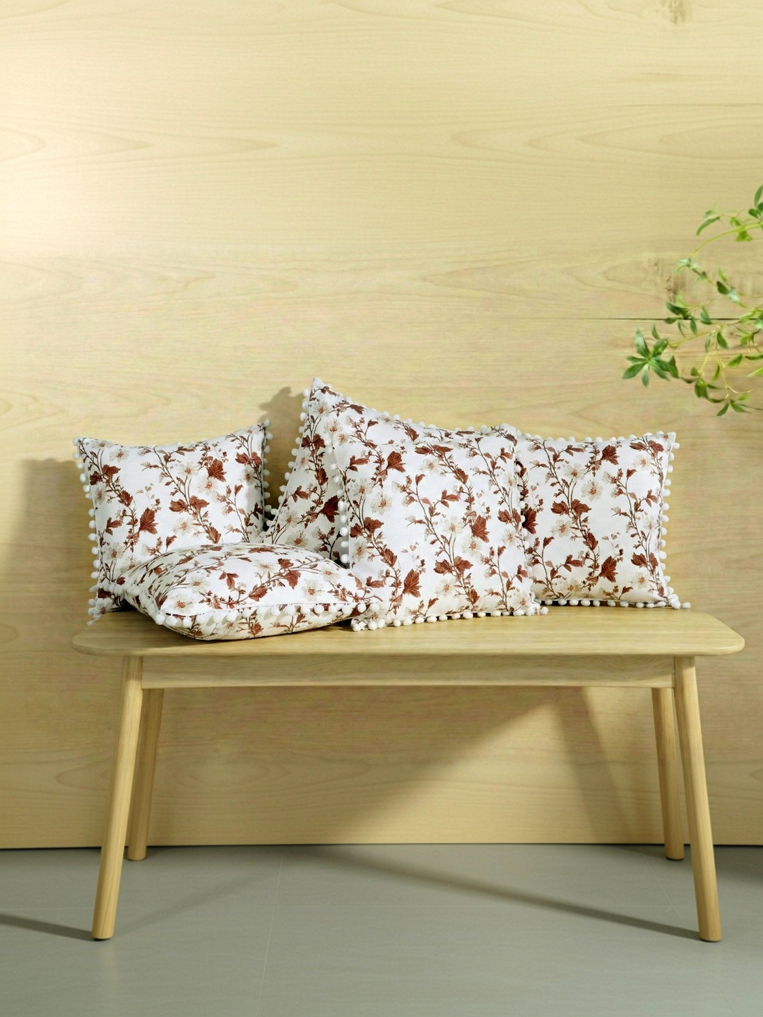 RD TREND Beige Set of 5 Square Cushion Covers