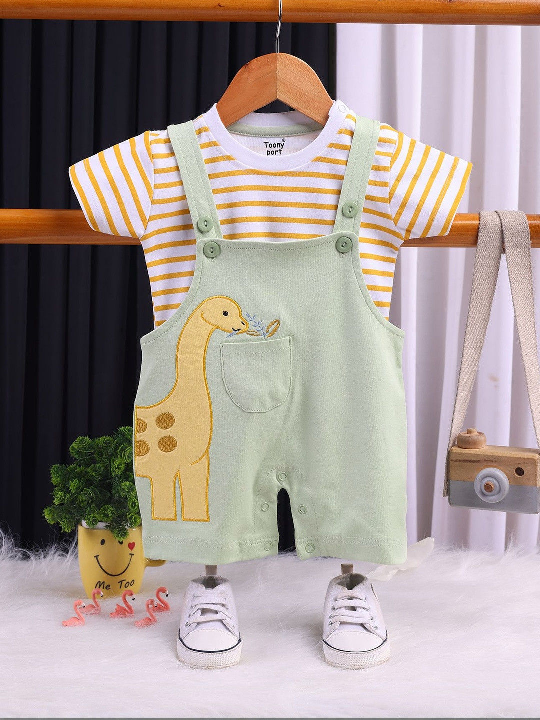 Toonyport Boys Humour and Comic Cotton Straight Leg Short Dungarees