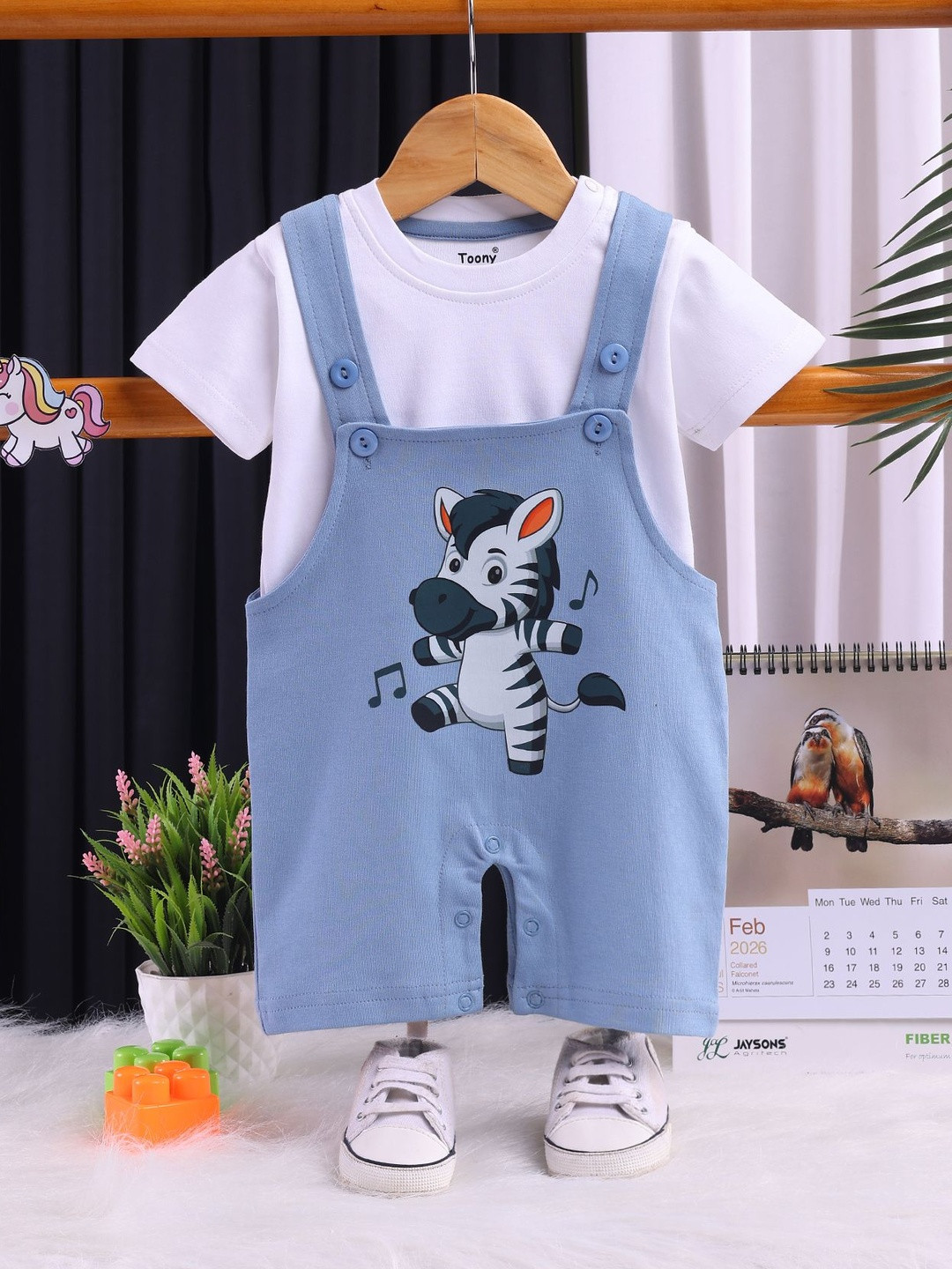 Toonyport Boys Humour and Comic Cotton Straight Leg Short Dungarees