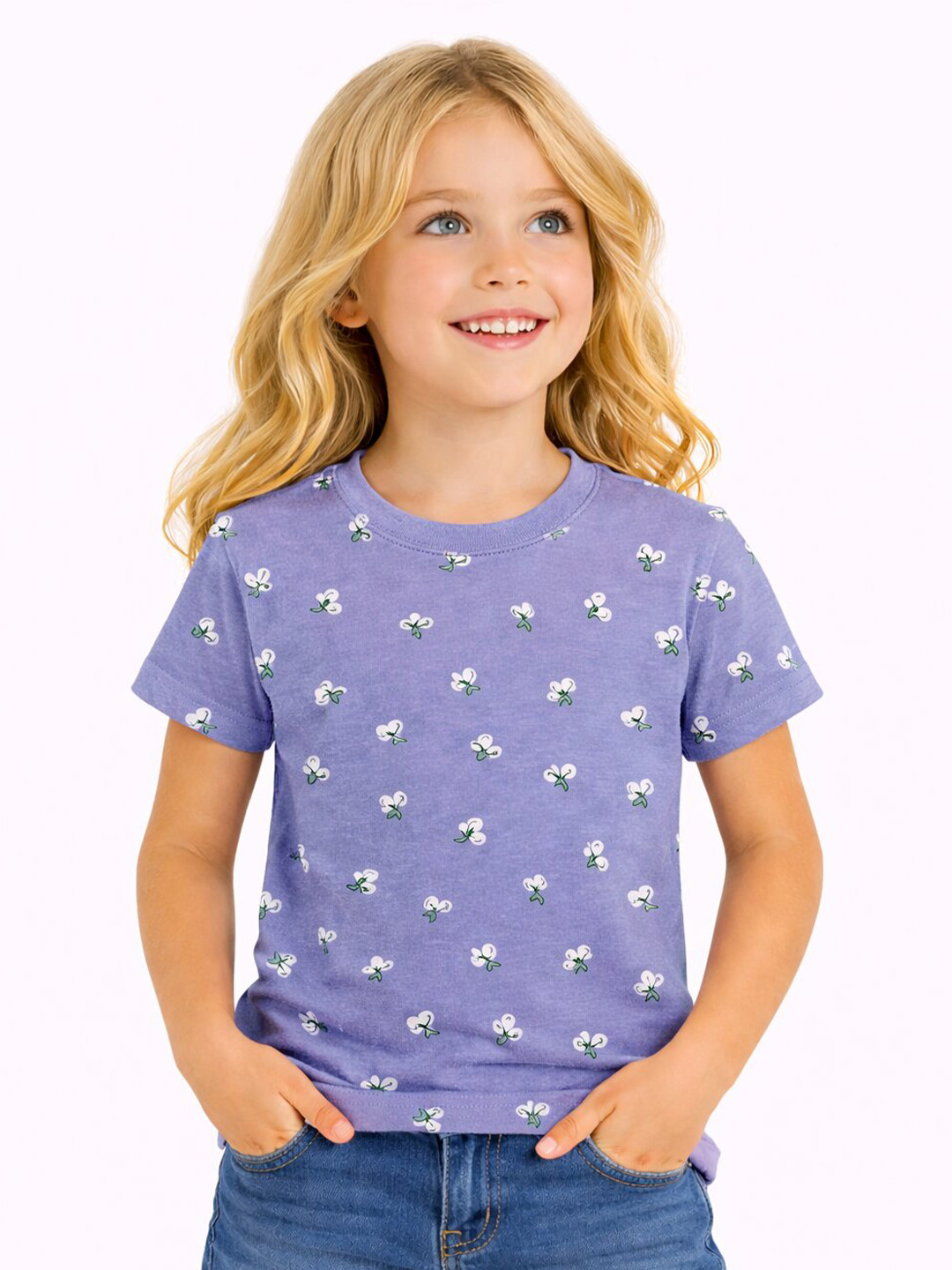 DYCA Girls Conversational Printed Round Neck Half Sleeves Tshirt