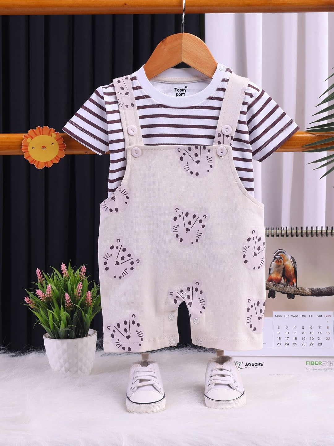 Toonyport Boys Animal Cotton Straight Leg Short Dungarees