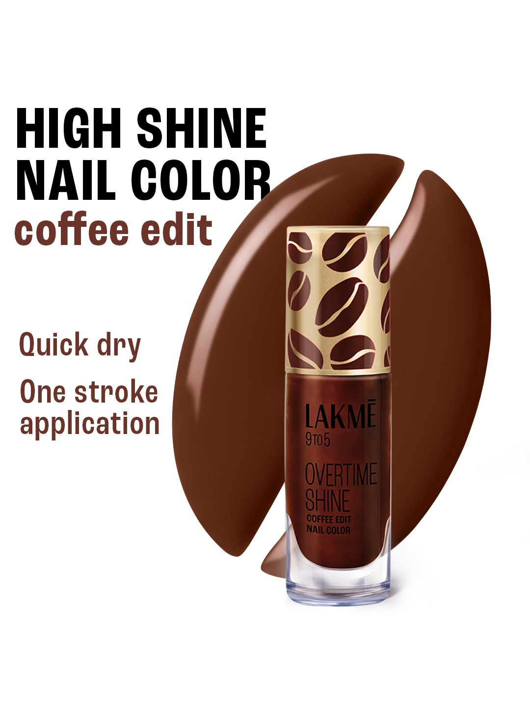 Lakme 9 to 5 Overtime Shine Coffee Edit Nail Polish 6ml - Espresso Shot 10