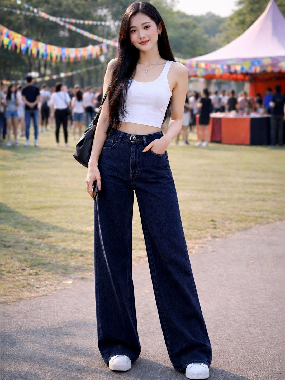 KASHIANXSTYLE Women Loose Wide Leg High-Rise Low Distress Light Fade Jeans