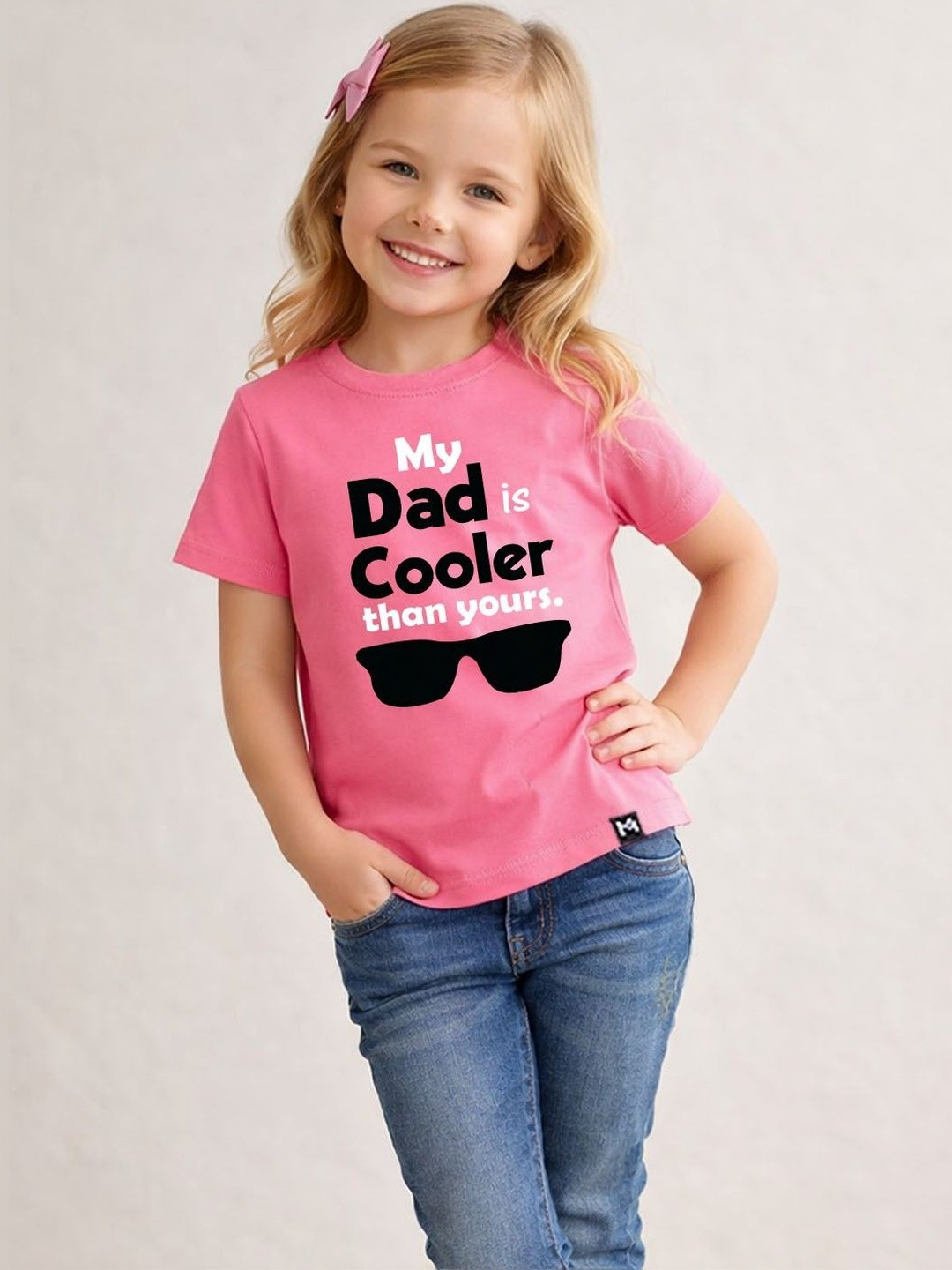 YK X Minute Mirth Girls Typography Printed Round Neck Regular Fit Cotton Tshirt