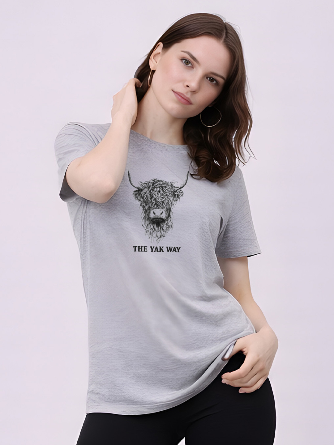 YAK YAK Women Graphic Printed Regular Fit Organic Cotton T-Shirt