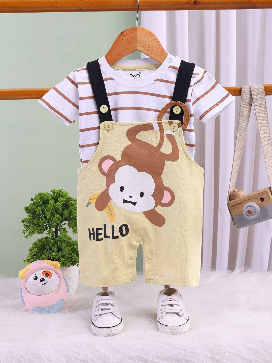 Toonyport Boys Humour and Comic Cotton Straight Leg Short Dungarees
