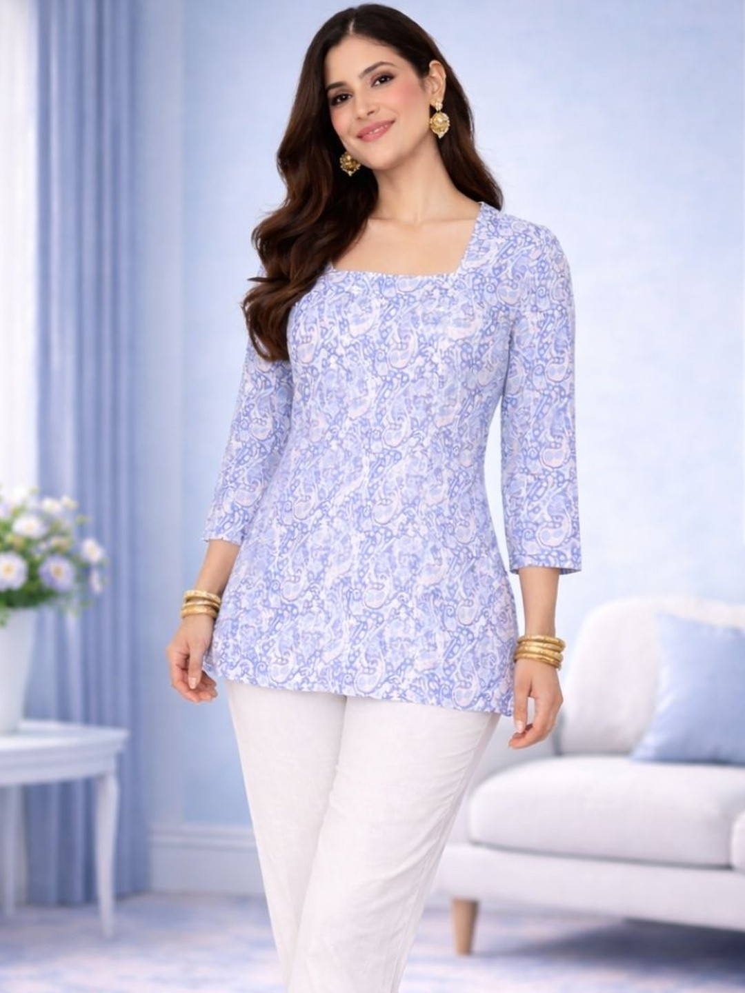 Curvy Love Floral Printed Pure Cotton Kurti
