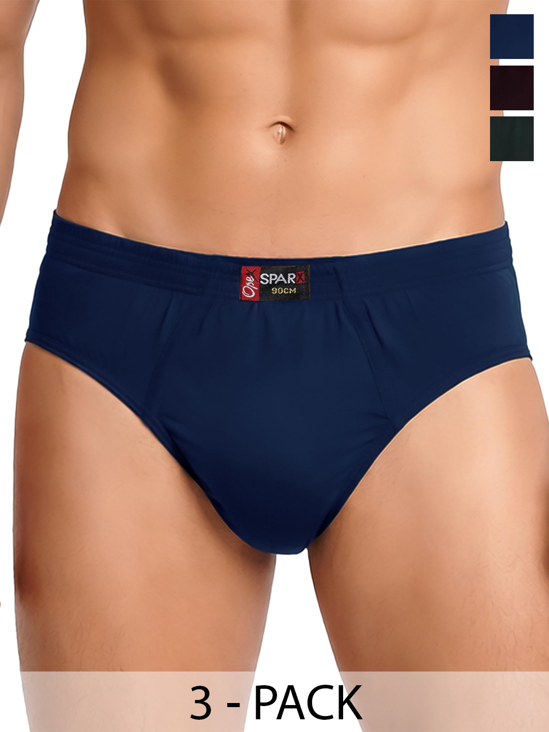 OPEX Men Pack of 3 Assorted Cotton Basic Briefs