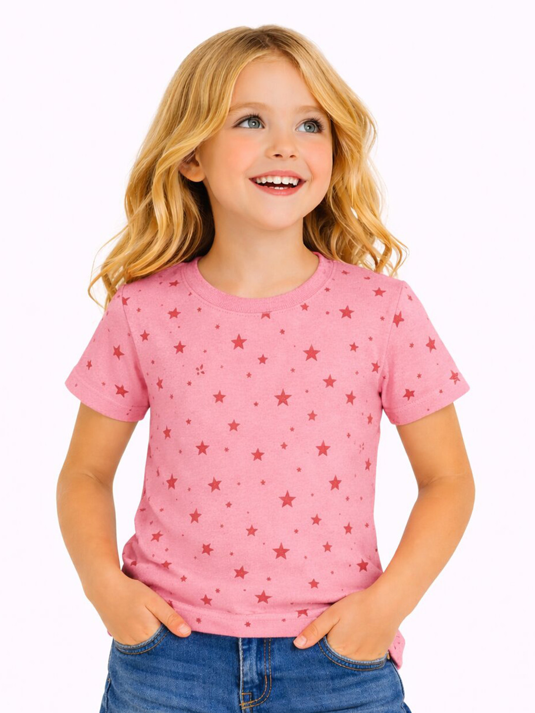 DYCA Girls Conversational Printed Round Neck Half Sleeves Tshirt