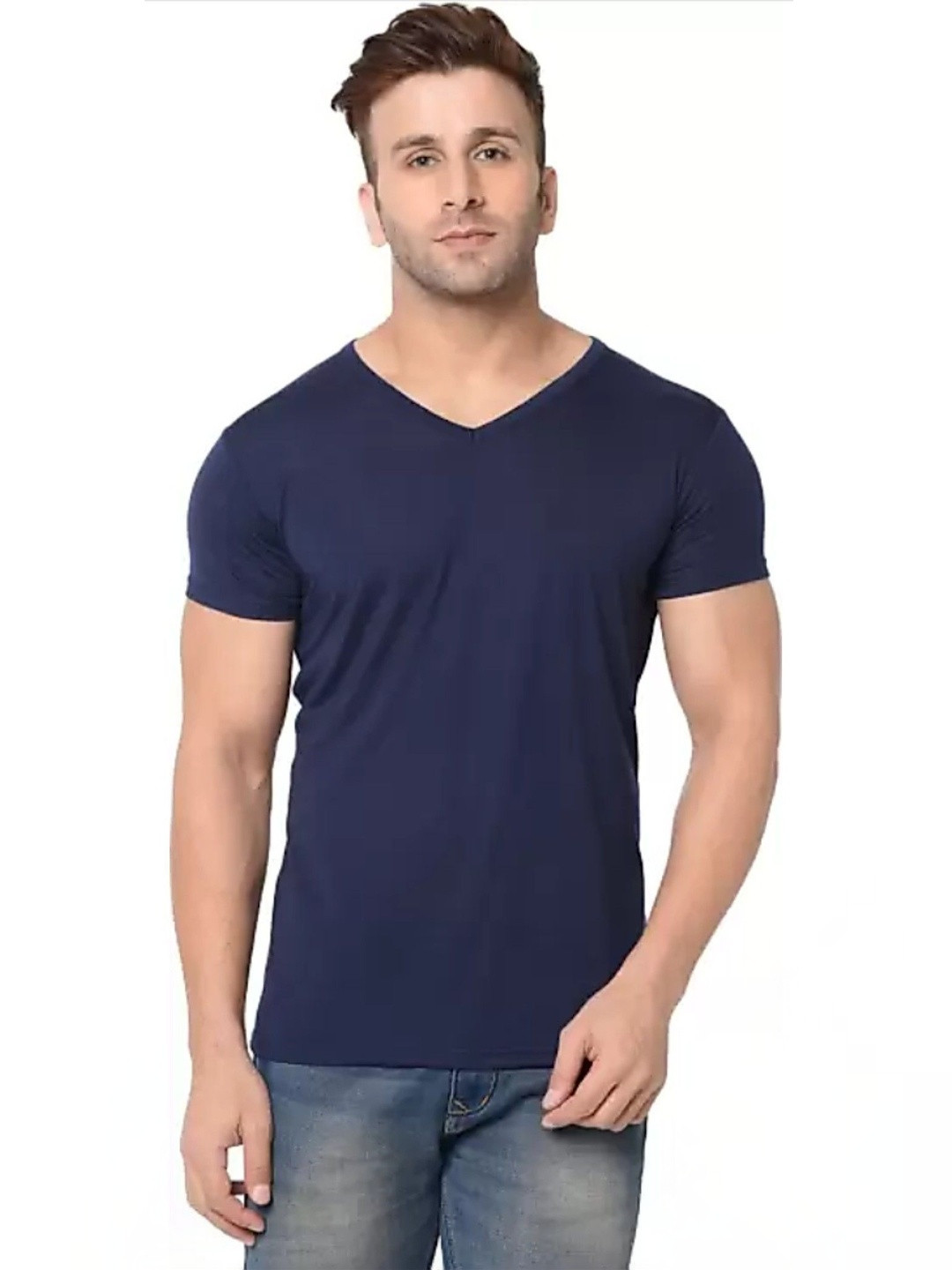 FARICON V-Neck Short Sleeves Cotton T-shirt