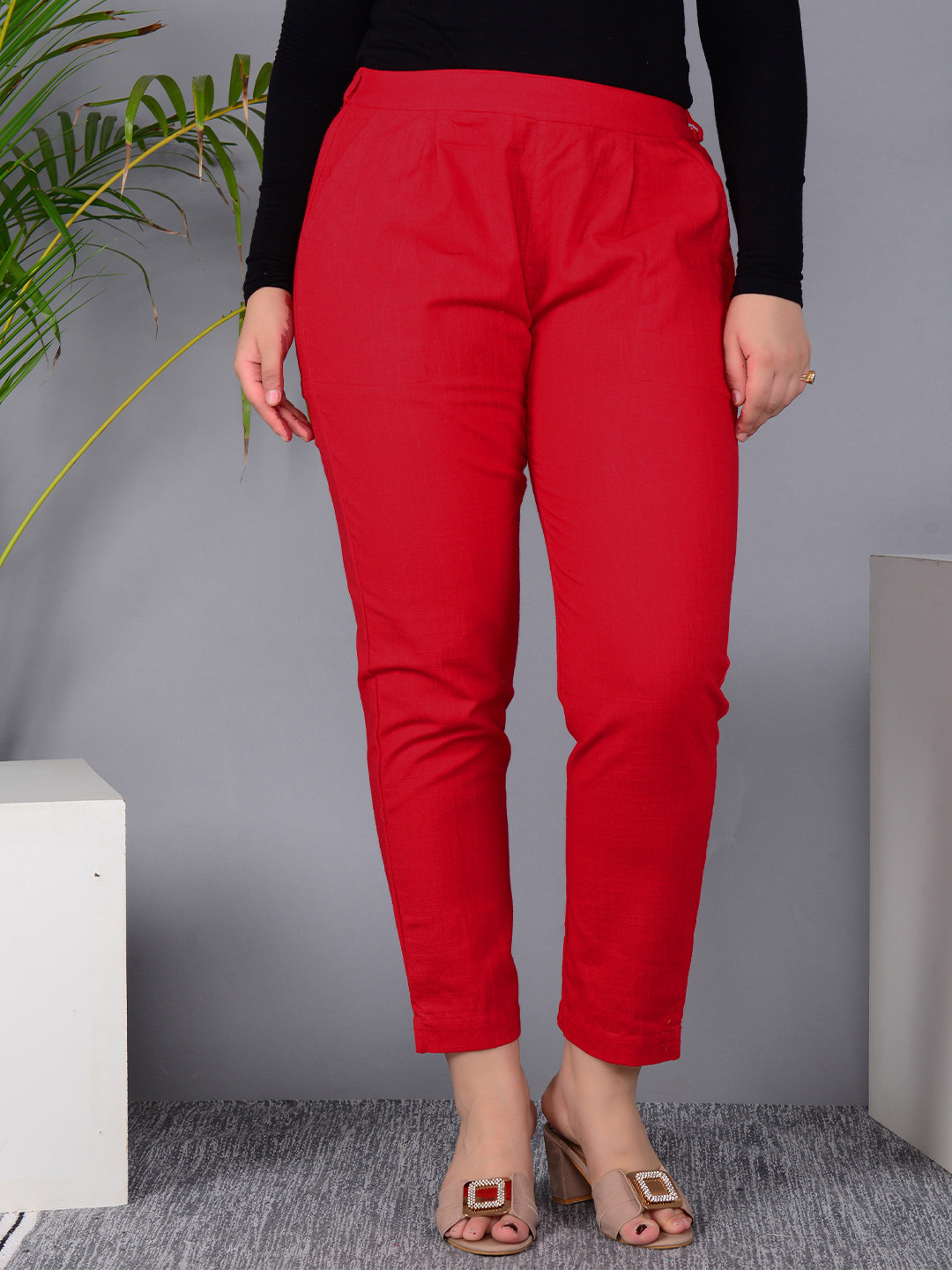Ashvy Women Relaxed Straight Leg Slim Fit Trousers