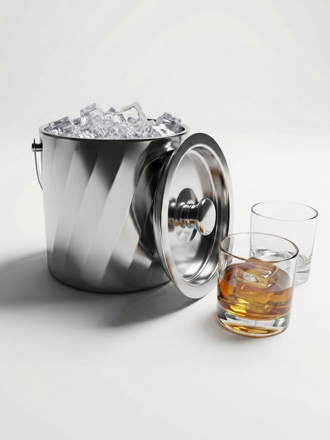 Car-O-Bar Silver-Toned Single Stainless Steel Ice Buckets
