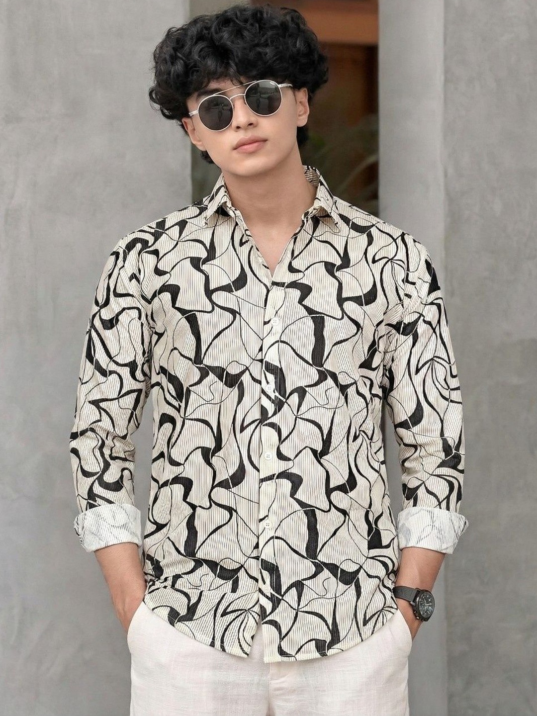 VORTEX Slim Fit Printed Shirts