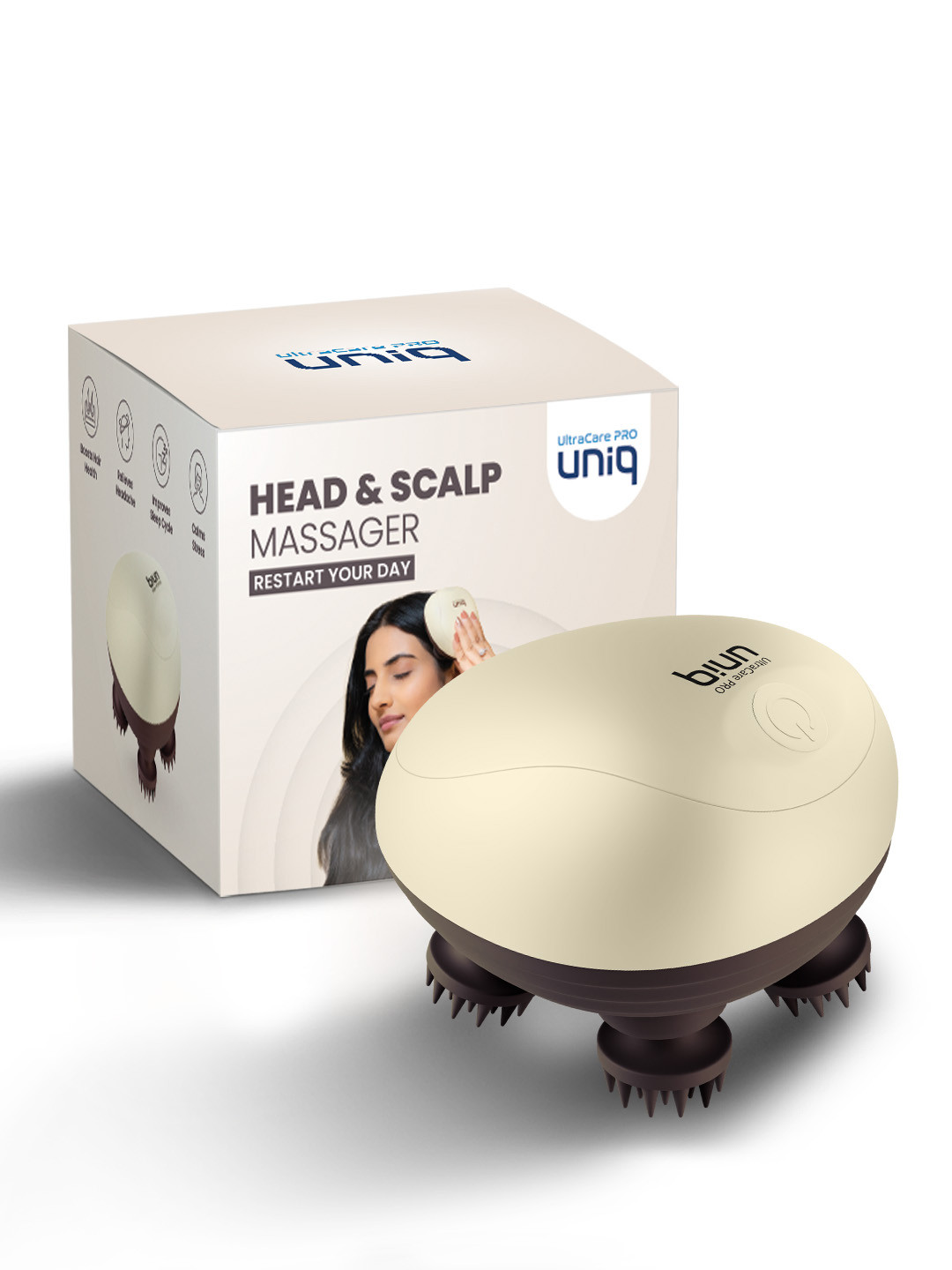 UltraCare PRO UNIQ Head & Scalp Massager For Stress Relief - Beige