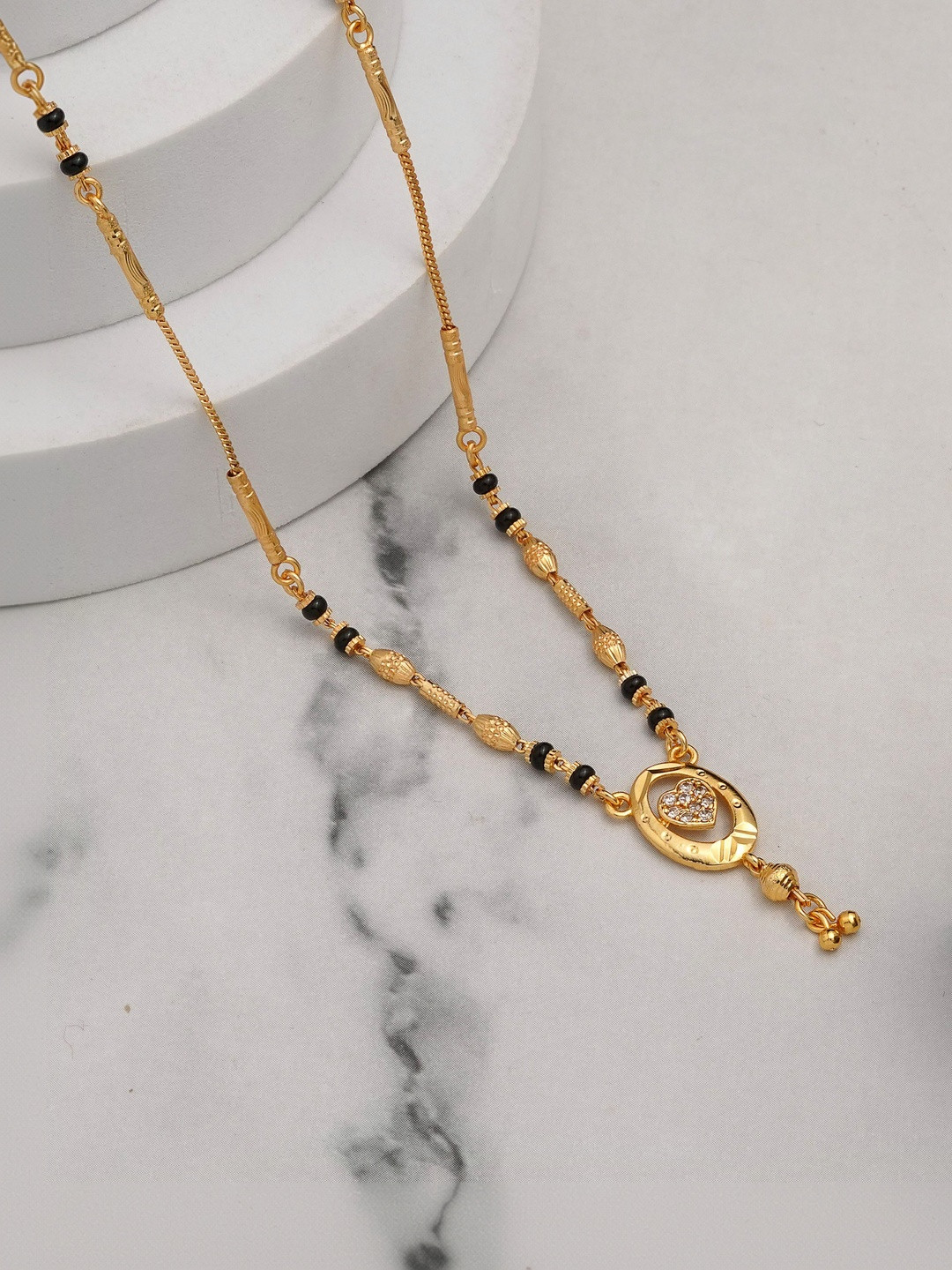 AUREVEE Gold-Plated Artificial Stones Mangalsutra