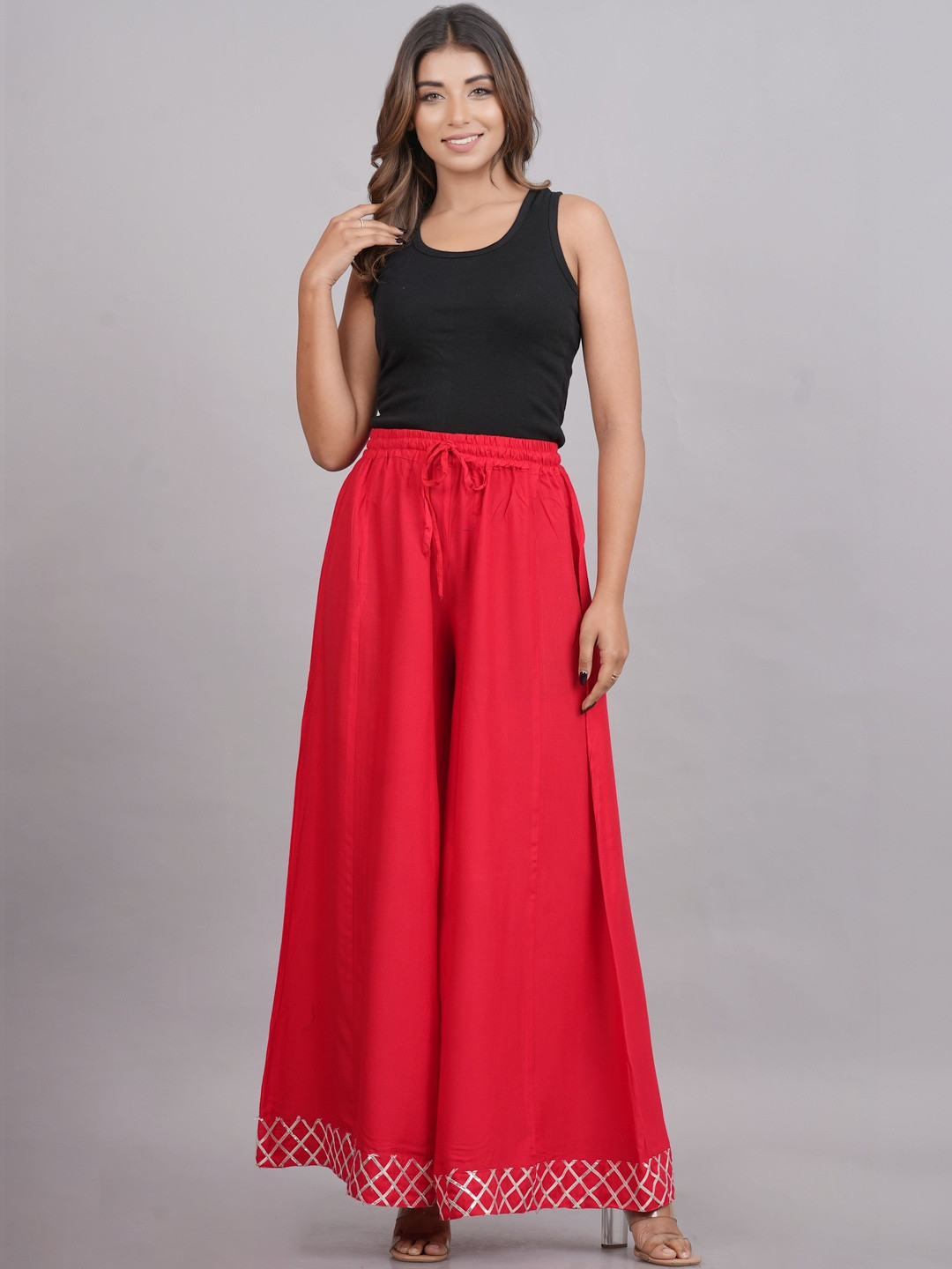 AARMAD Women Flared Knitted Palazzos