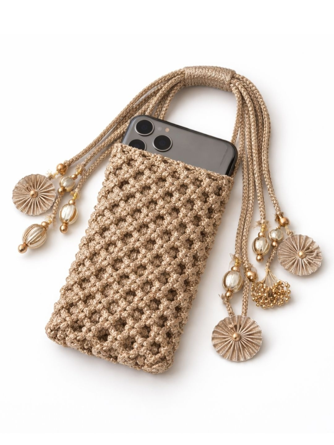 YELONA Embellished Tasselled Potli Clutch