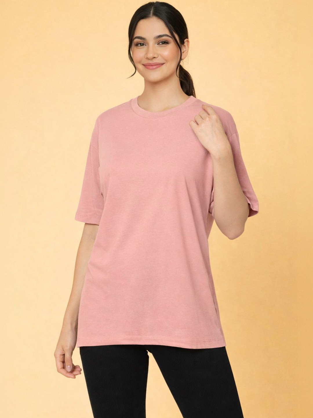 Samyak Wears Women Drop Shoulder Pure Cotton Oversized Tshirts