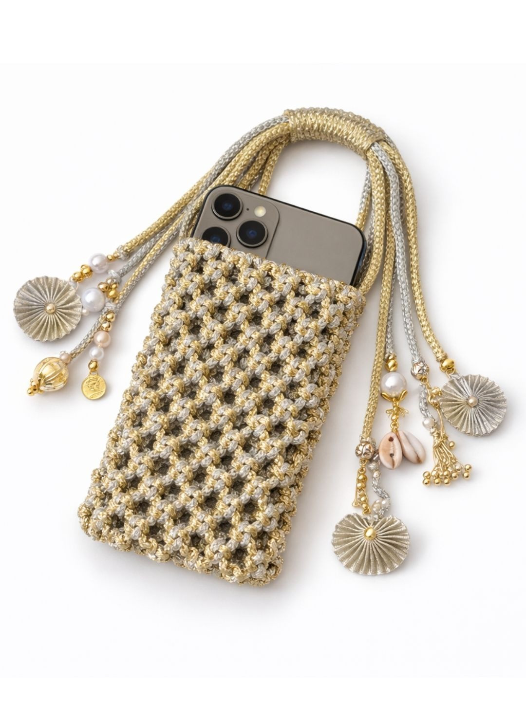 YELONA Embellished Tasselled Potli Clutch