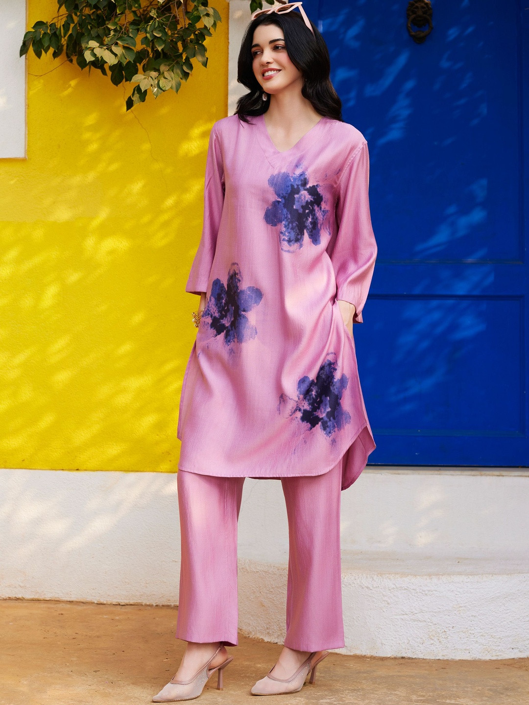 vedn Printed Top with Trousers