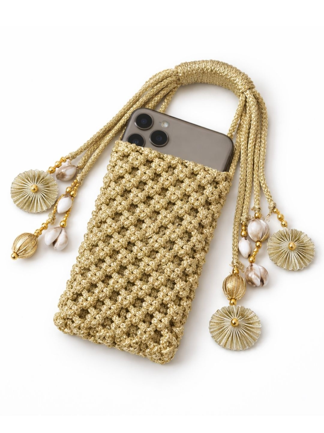 YELONA Embellished Tasselled Potli Clutch