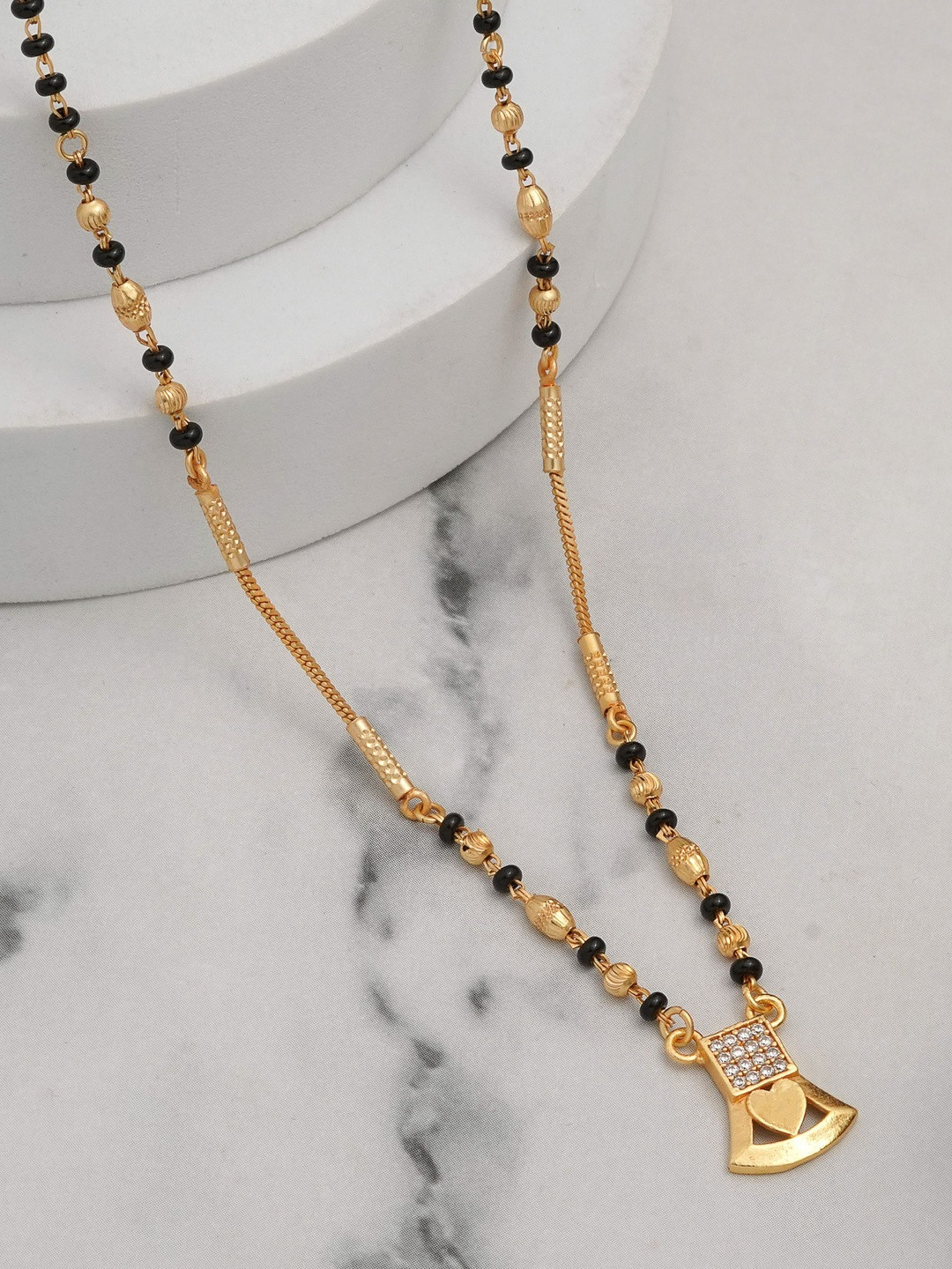 AUREVEE Gold-Plated Artificial Stones Mangalsutra