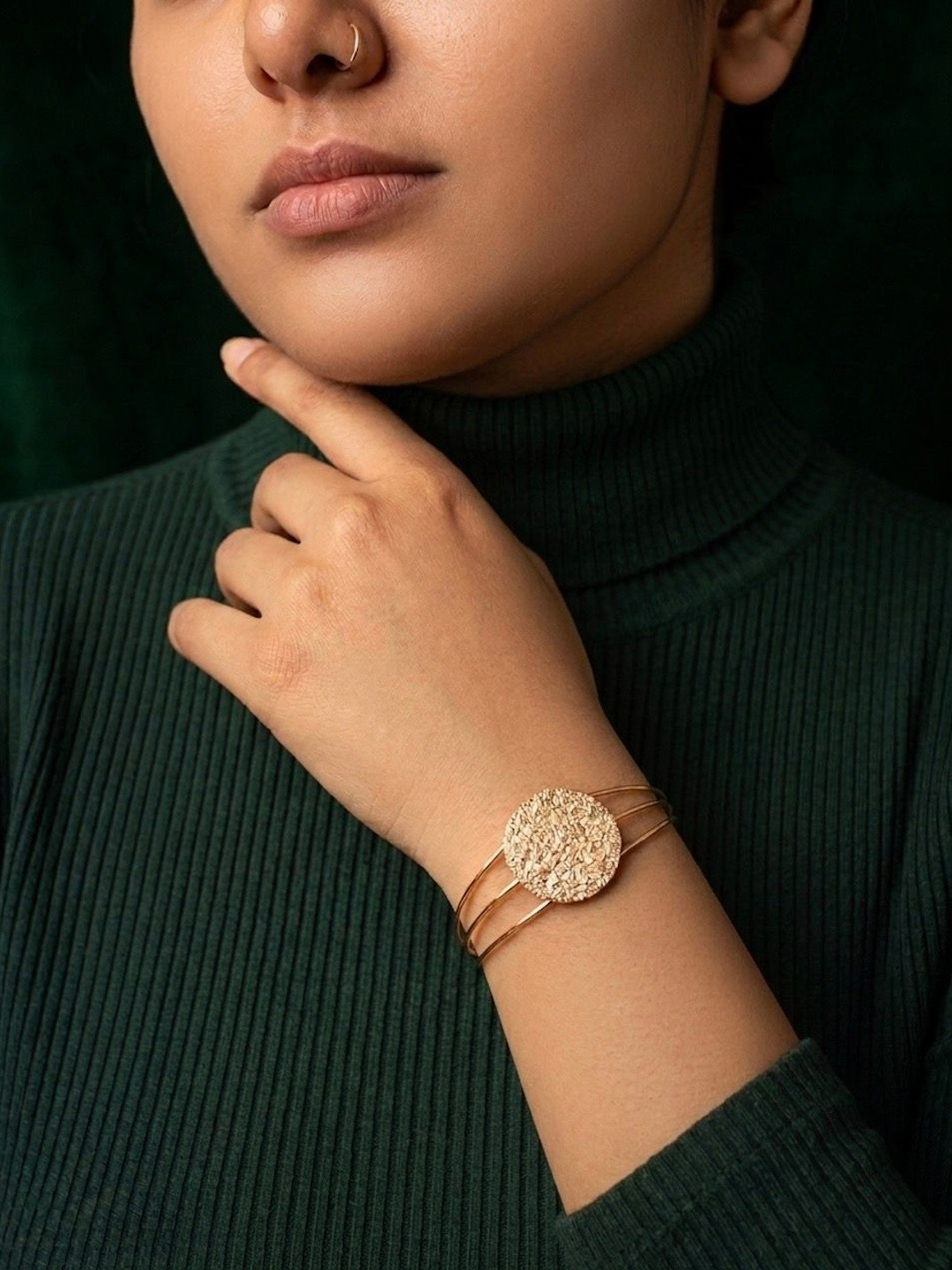 DURATI Women Antique Gold-Plated Cuff Bracelet