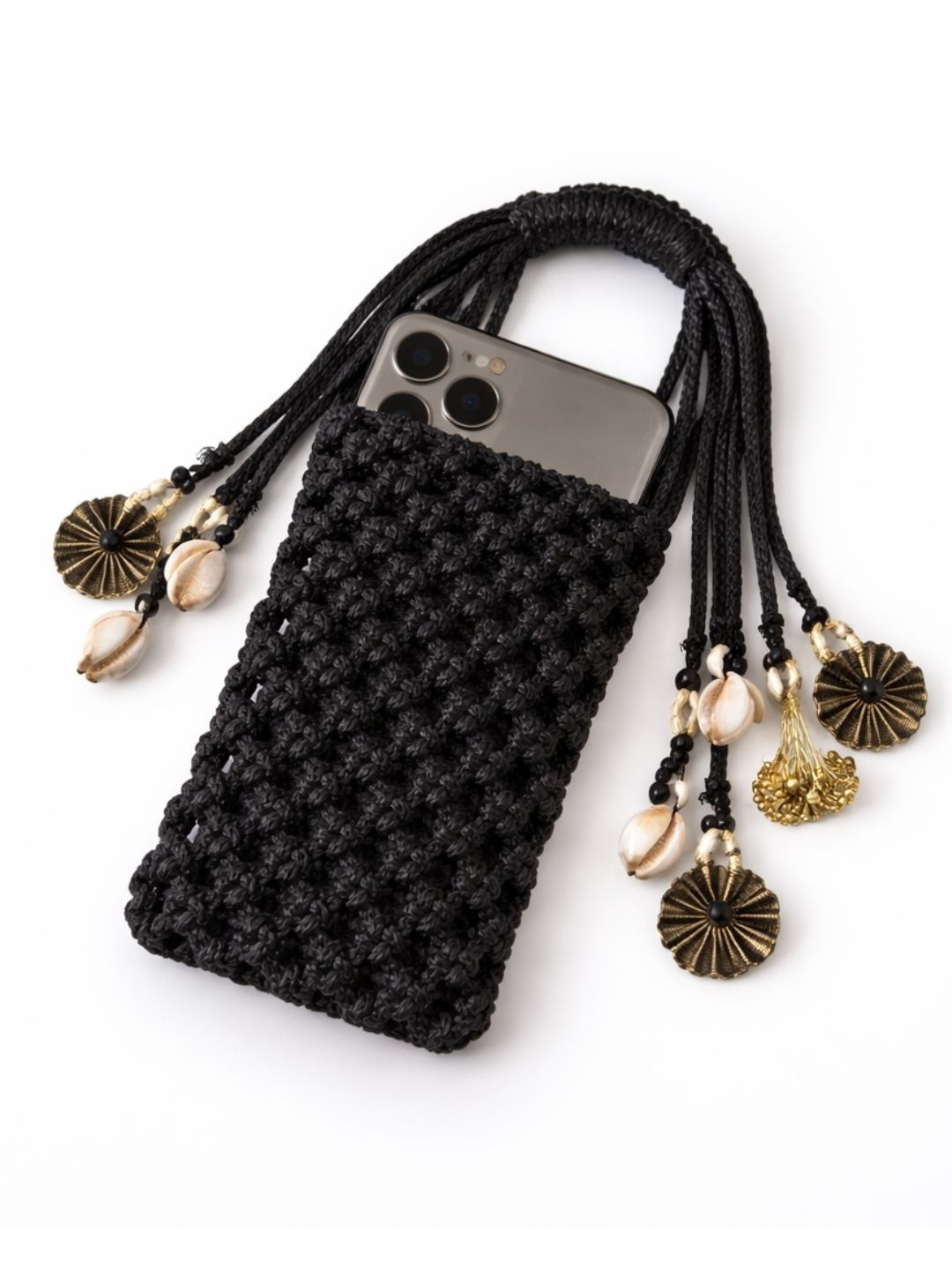 YELONA Embellished Tasselled Potli Clutch