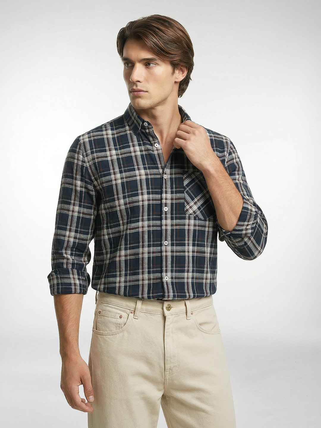 French Connection Tartan Checked Pure Cotton Casual Shirt