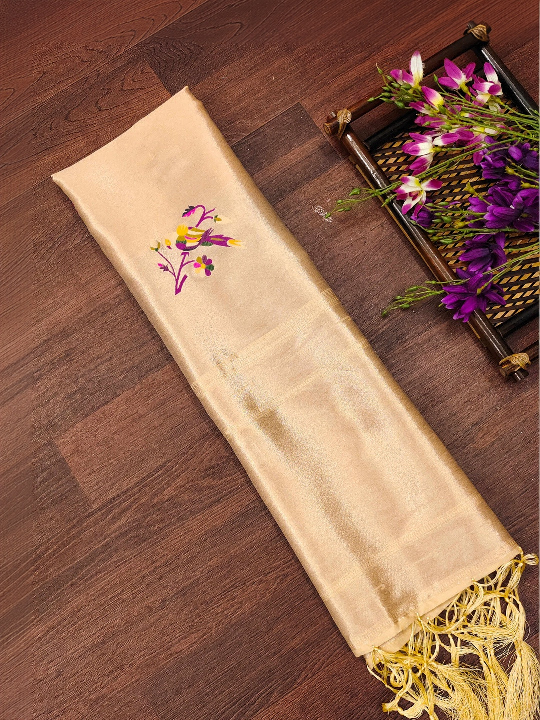 DEVANGI Ethnic Motifs Woven Design Ikat Dupatta with Zari
