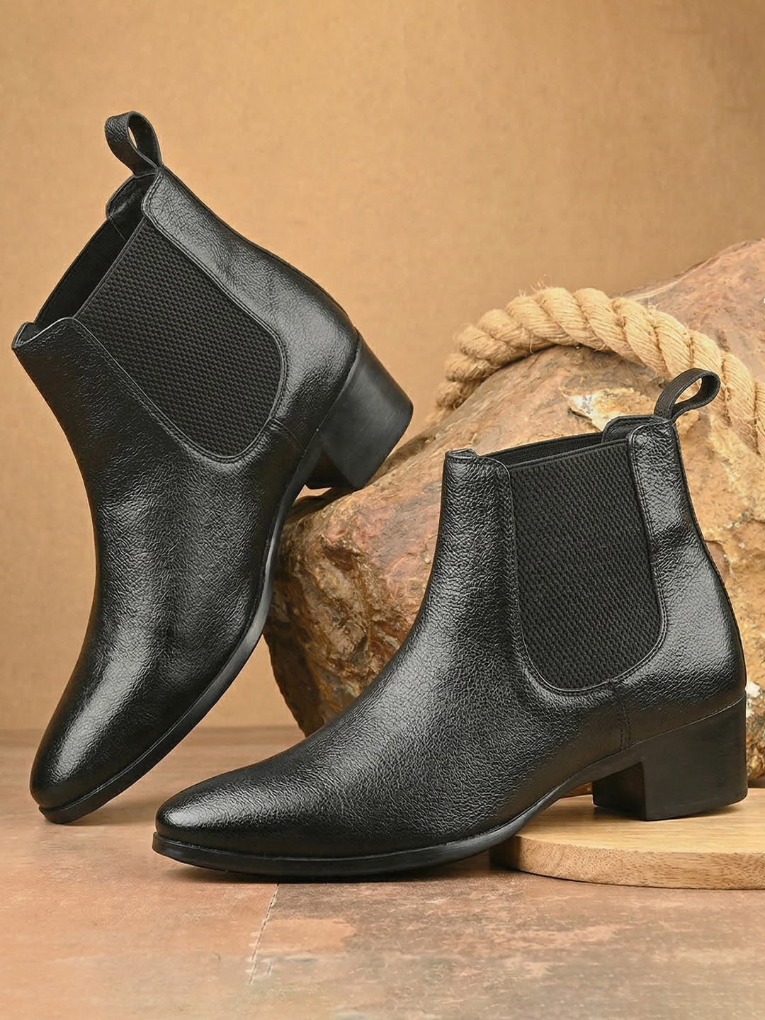 Bxxy Men 2 Inch Heel Height Increasing Casual Party Wear Chelsea Boot On Cuban Sole