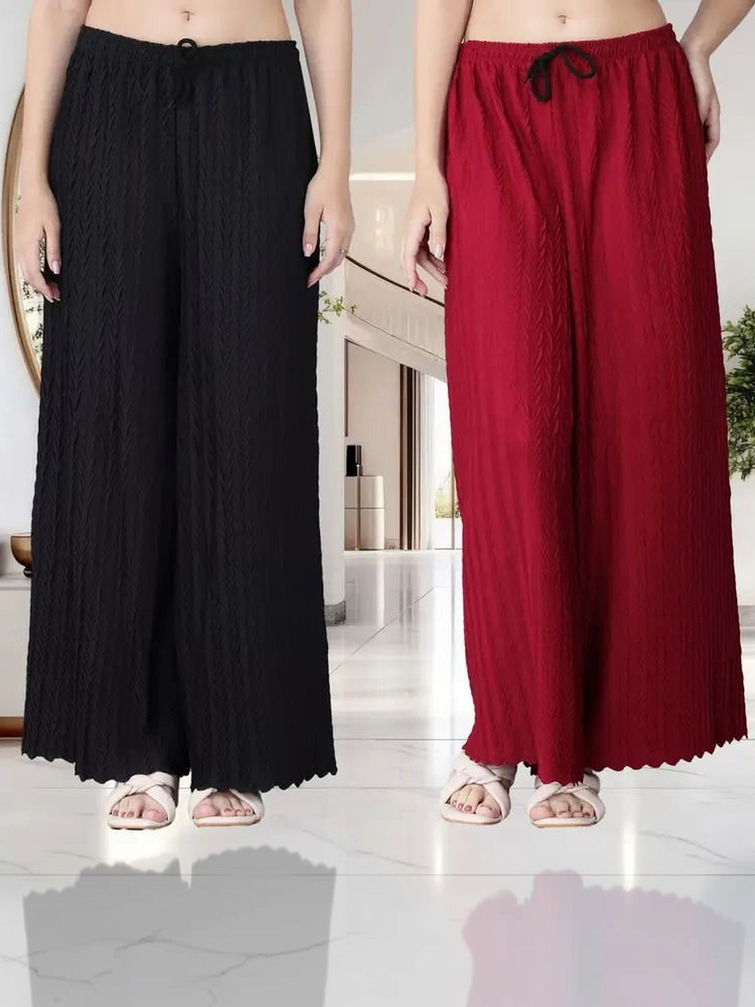 PI World Women 2 Knitted Ethnic Palazzos