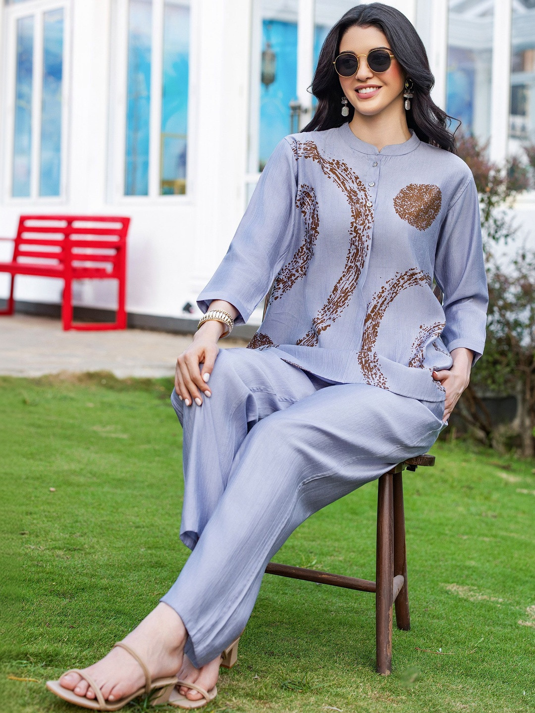 vedn Printed Top with Trousers