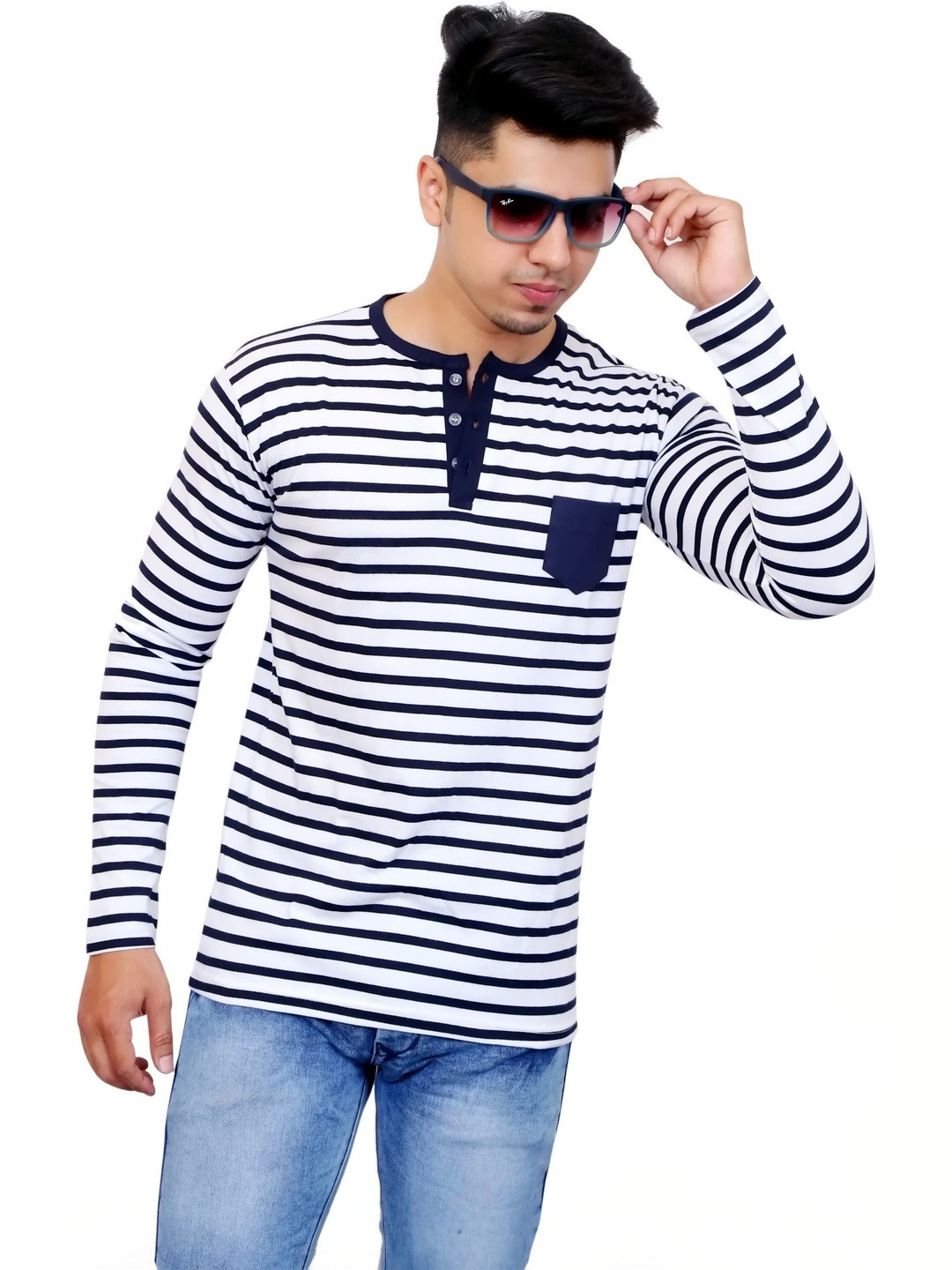 FARICON Men Henley Neck T-shirt