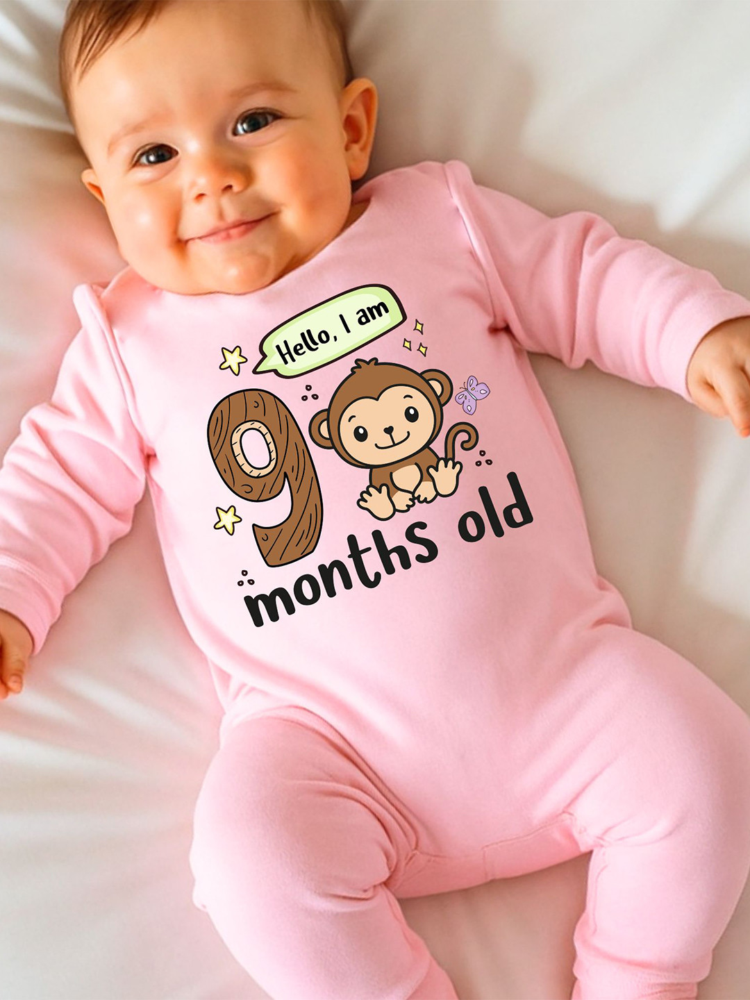 KNITROOT Infants Printed Round Neck Romper