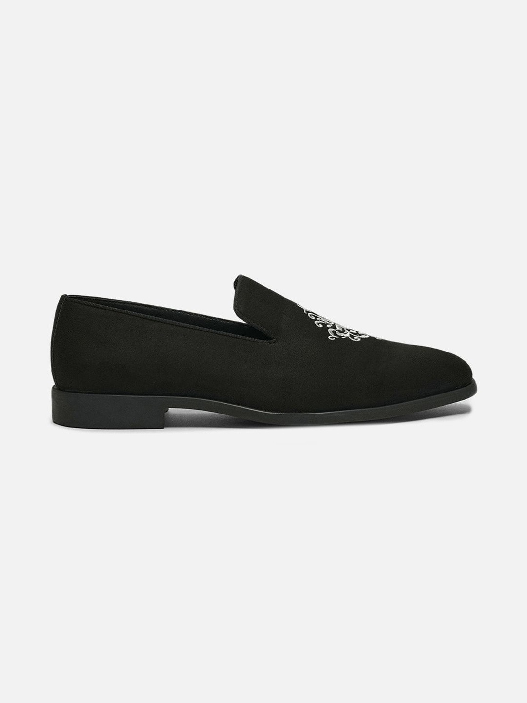 Banana Club Men Black Embroidered Suede Loafers