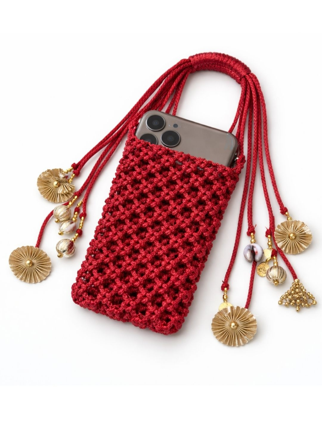 YELONA Embellished Tasselled Potli Clutch