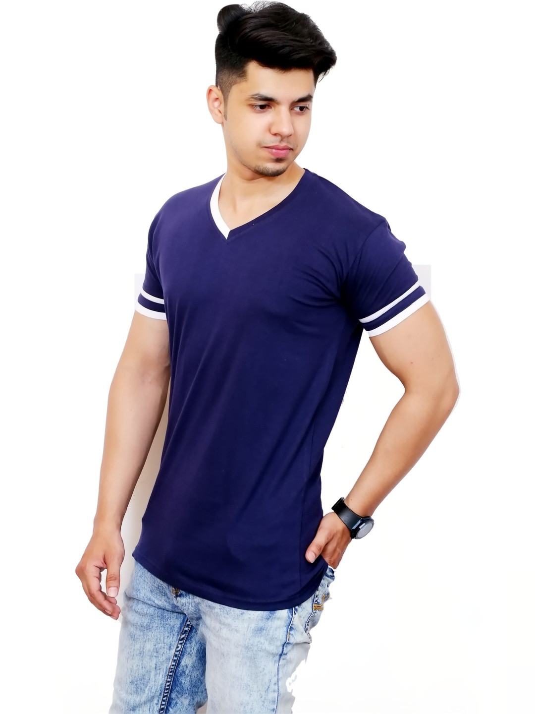 FARICON Men V-Neck T-shirt