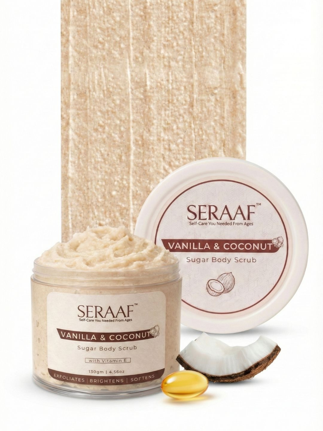 SERAAF Vanilla & Coconut Sugar Body Scrub - 130 g