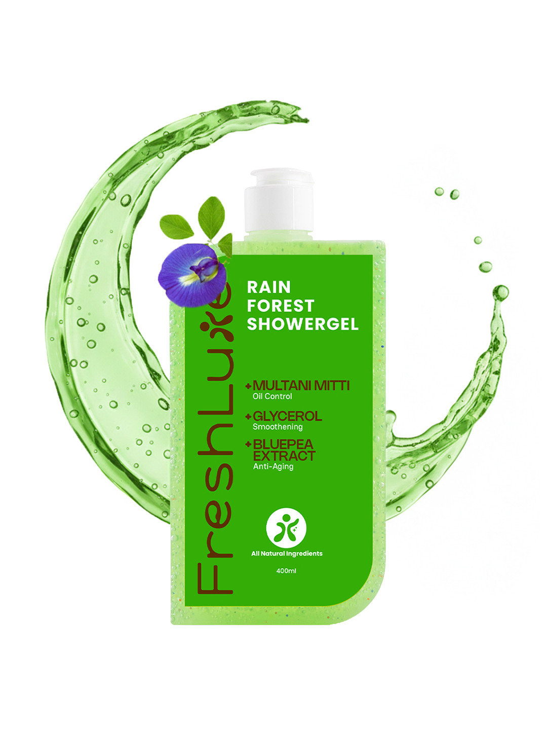 Freshluxe RainForest Shower Gel &Multani Mitti for Acne Control with Rain Bath Scent 400ml